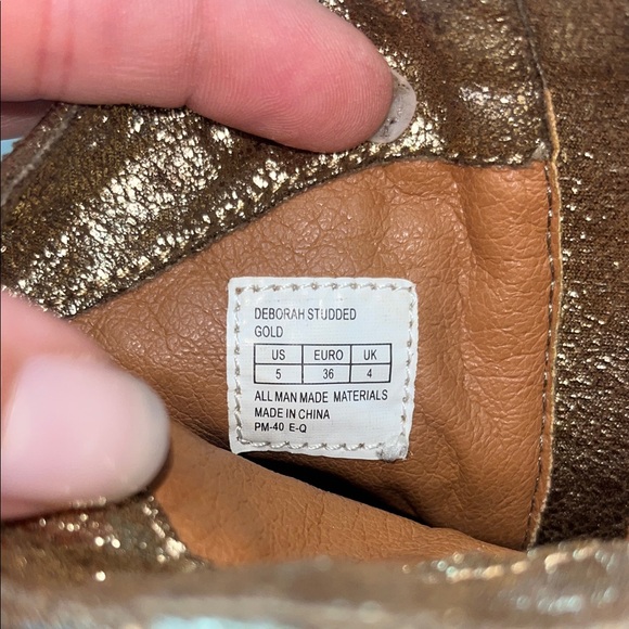 Frye Deborah Gold Studded Ankle Boots - Picture 7 of 7